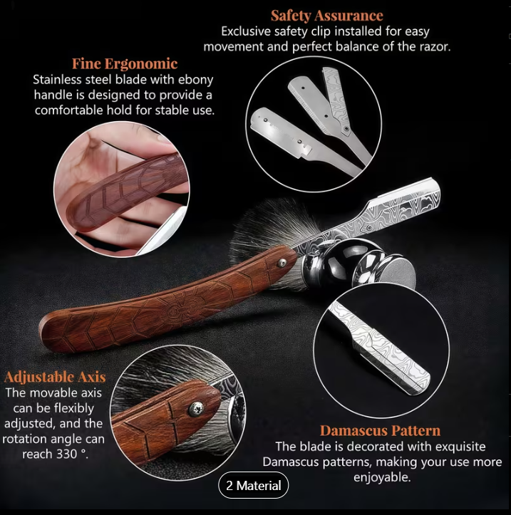 Ironclad Damascus Straight Razor