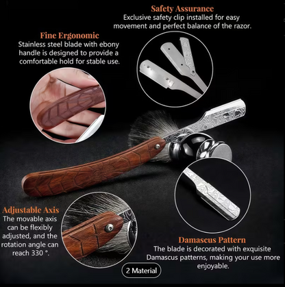 Ironclad Damascus Straight Razor